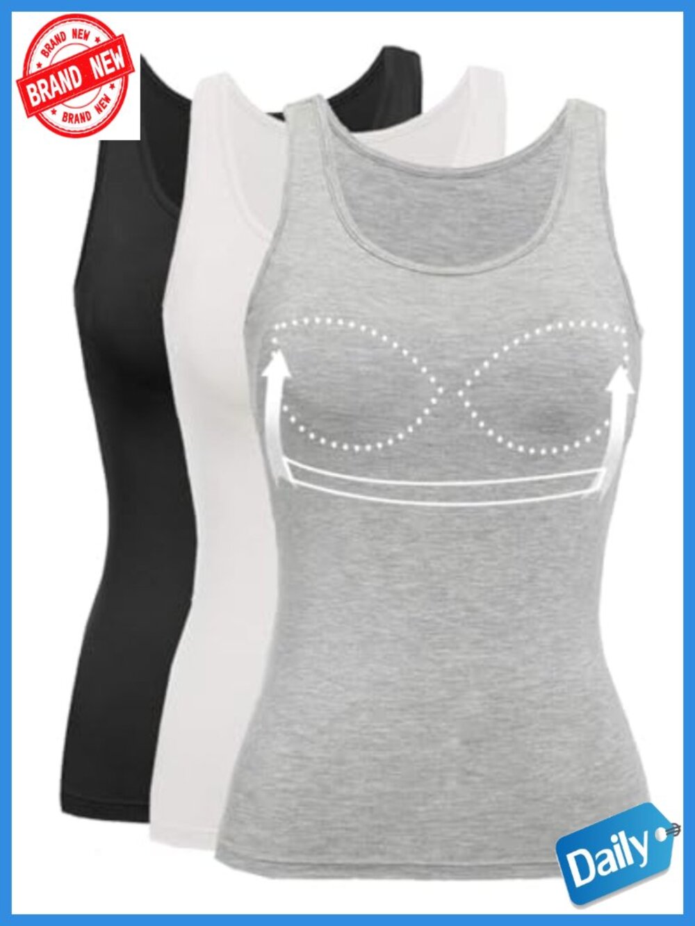 Women's Tank Top with Built In Bra Camisole Sleeveless Yoga Top Pack